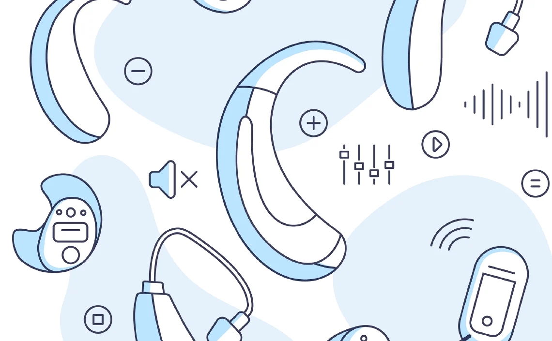 an illustration of various hearing aid models